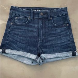 American Eagle super hi-rise shortie denim shorts